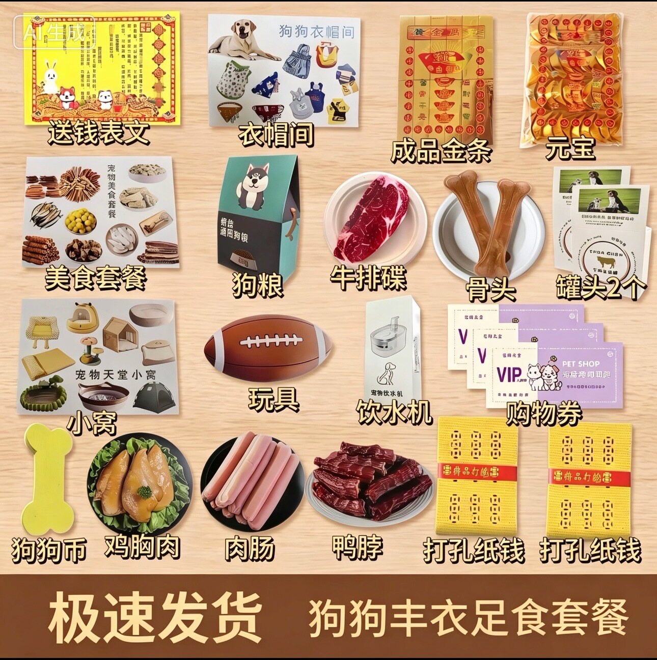 宠物纸祭用品狗狗猫离世头七三五七尾七烧纸狗纸钱纸扎通用表文祀