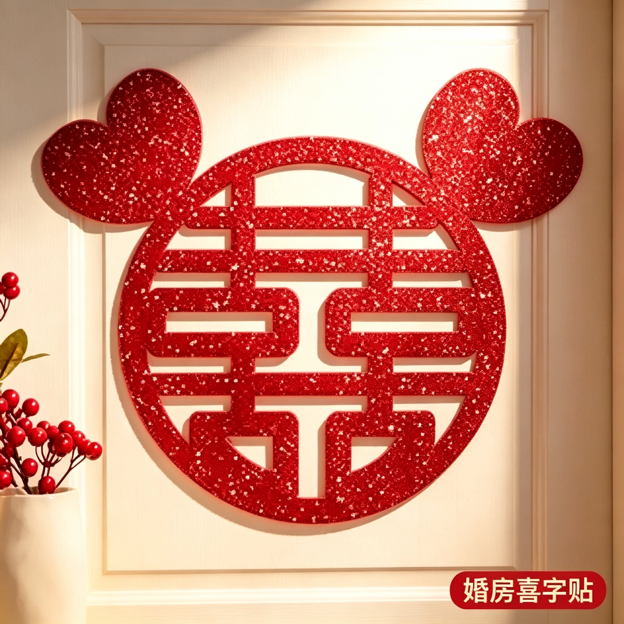 婚房大红囍字门贴玻璃窗贴结婚嫁娶新房婚庆家用馈赠小饰品