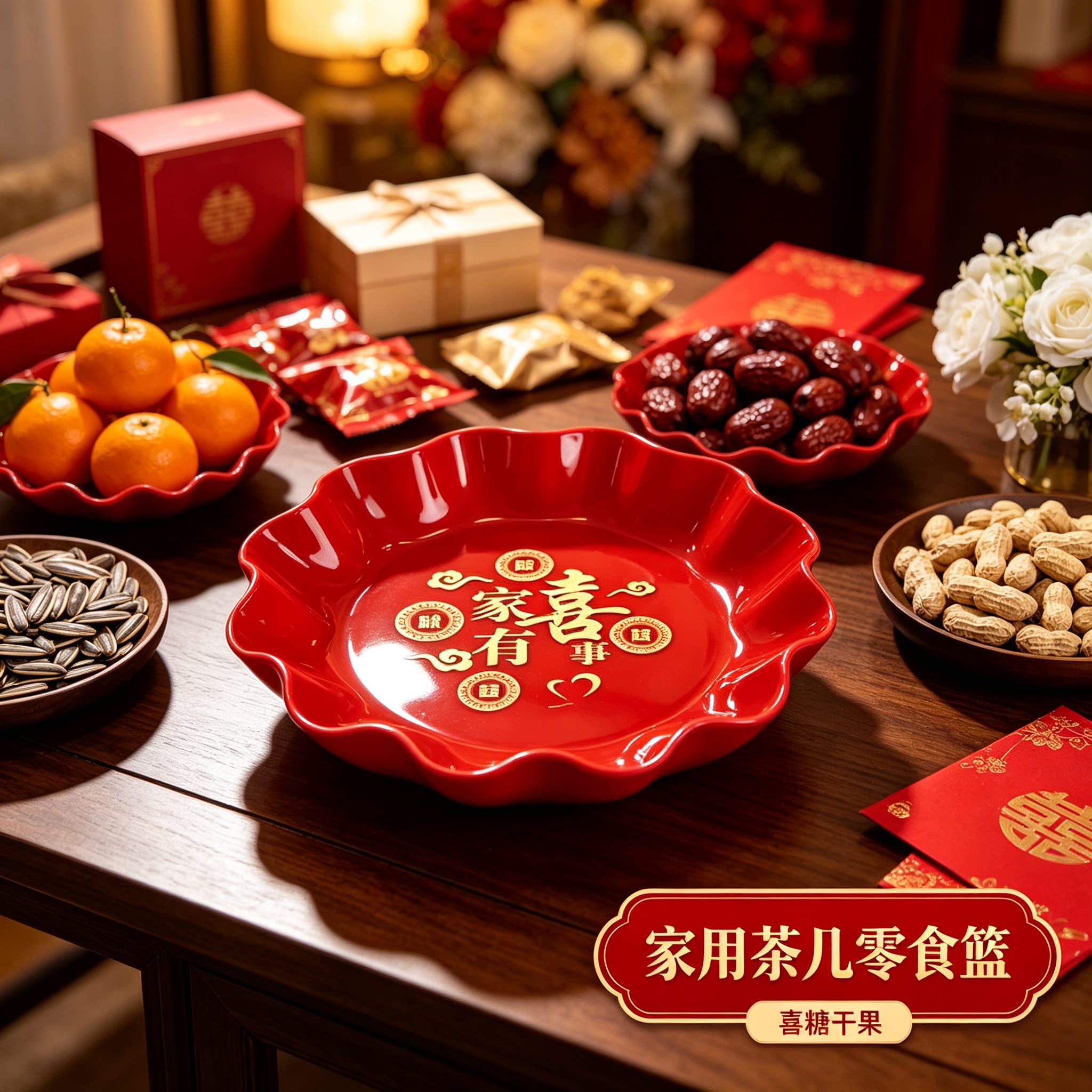 客厅糖果盘喜宴用家用茶几零食水果篮结婚订婚婚礼装饰用品
