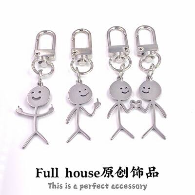 火柴人新款热销卡通中指情侣挂件个性可爱包包搞怪趣味钥匙扣礼物