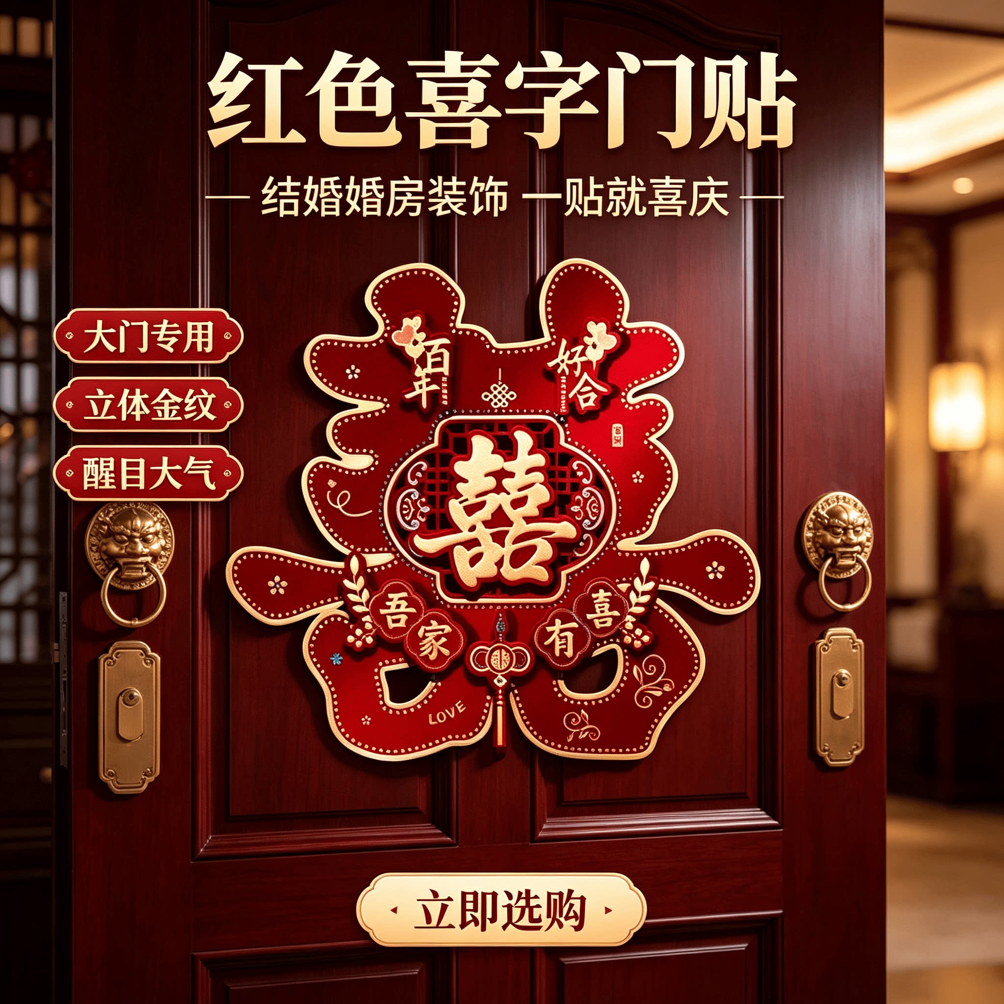 红色喜字结婚用品大全婚房装饰