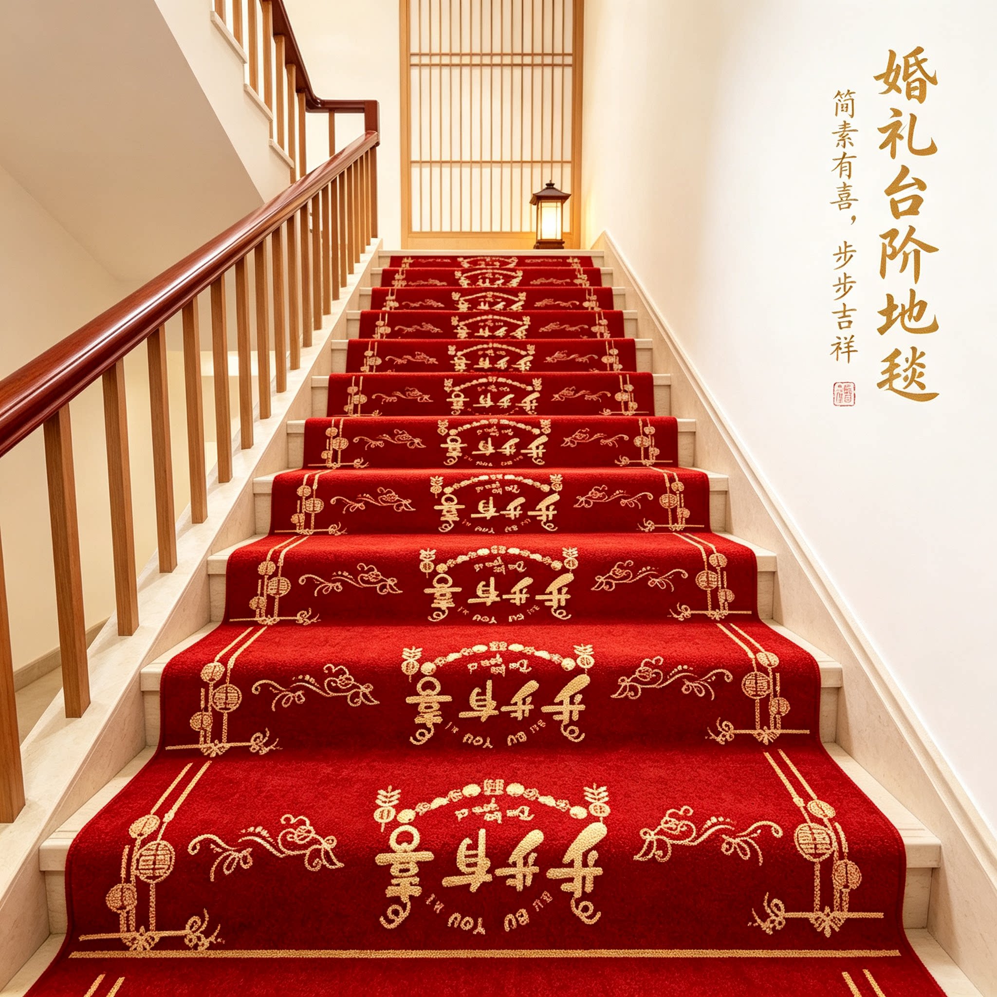 婚房布置楼梯喜字贴装饰结婚男方婚礼扶手台阶踏步贴婚庆地垫