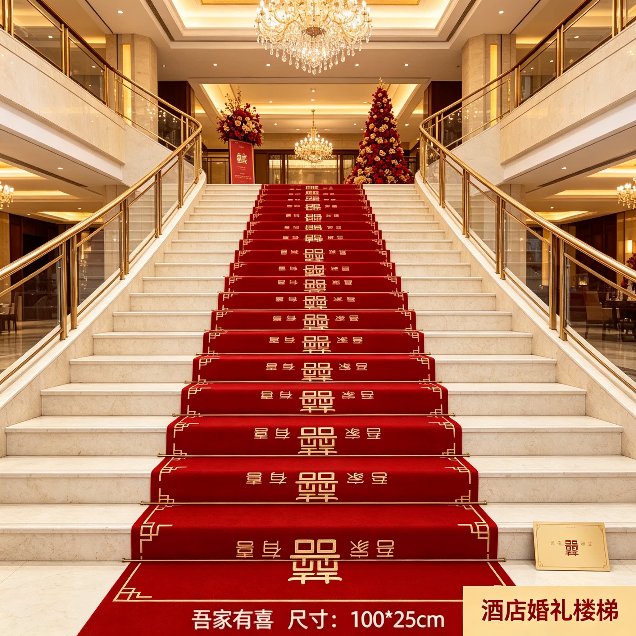 婚庆楼梯踏步贴免胶结婚男方婚礼扶手台阶喜字贴地垫婚房
