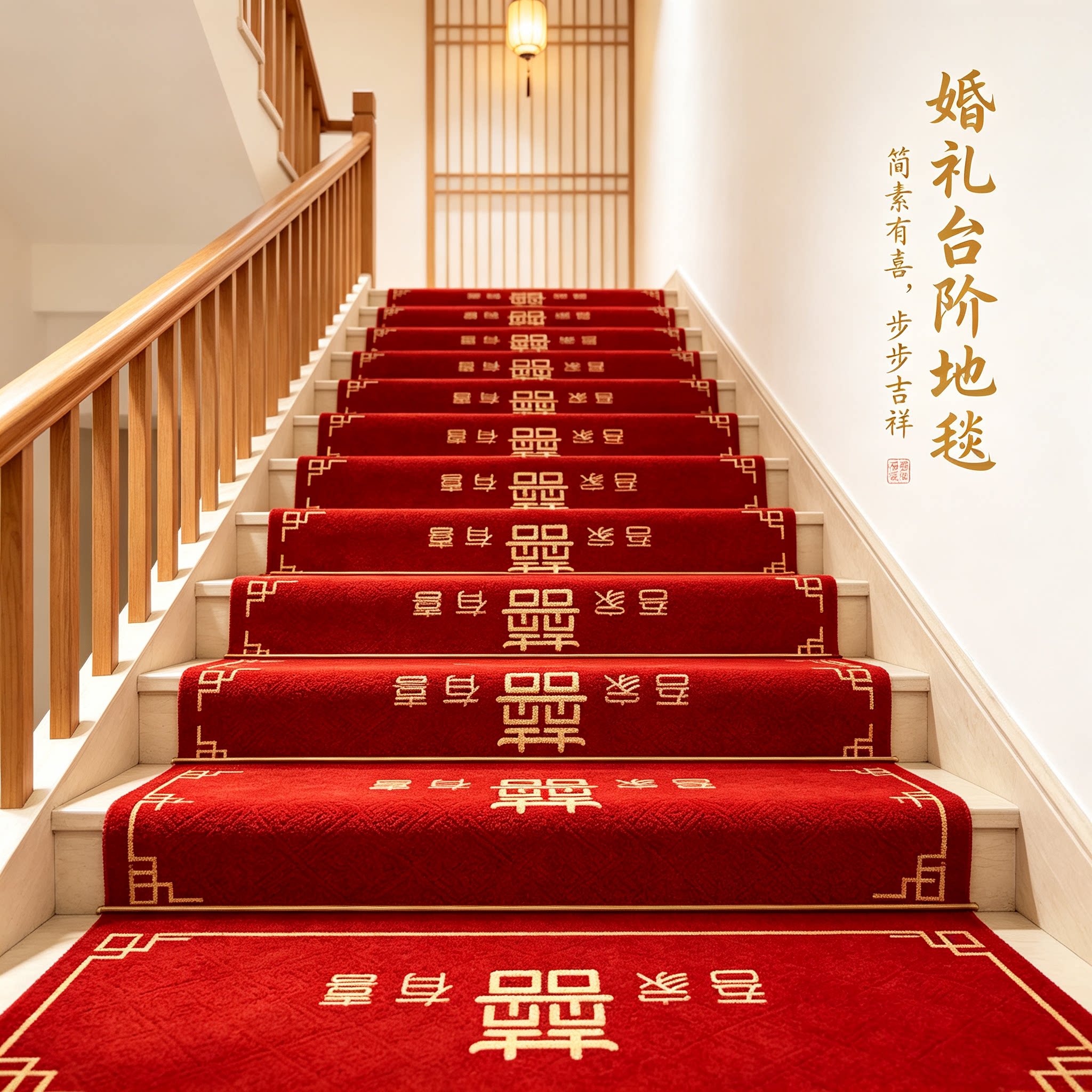 婚庆楼梯喜字贴装饰结婚男方婚礼扶手台阶踏步贴地垫婚房布置地毯