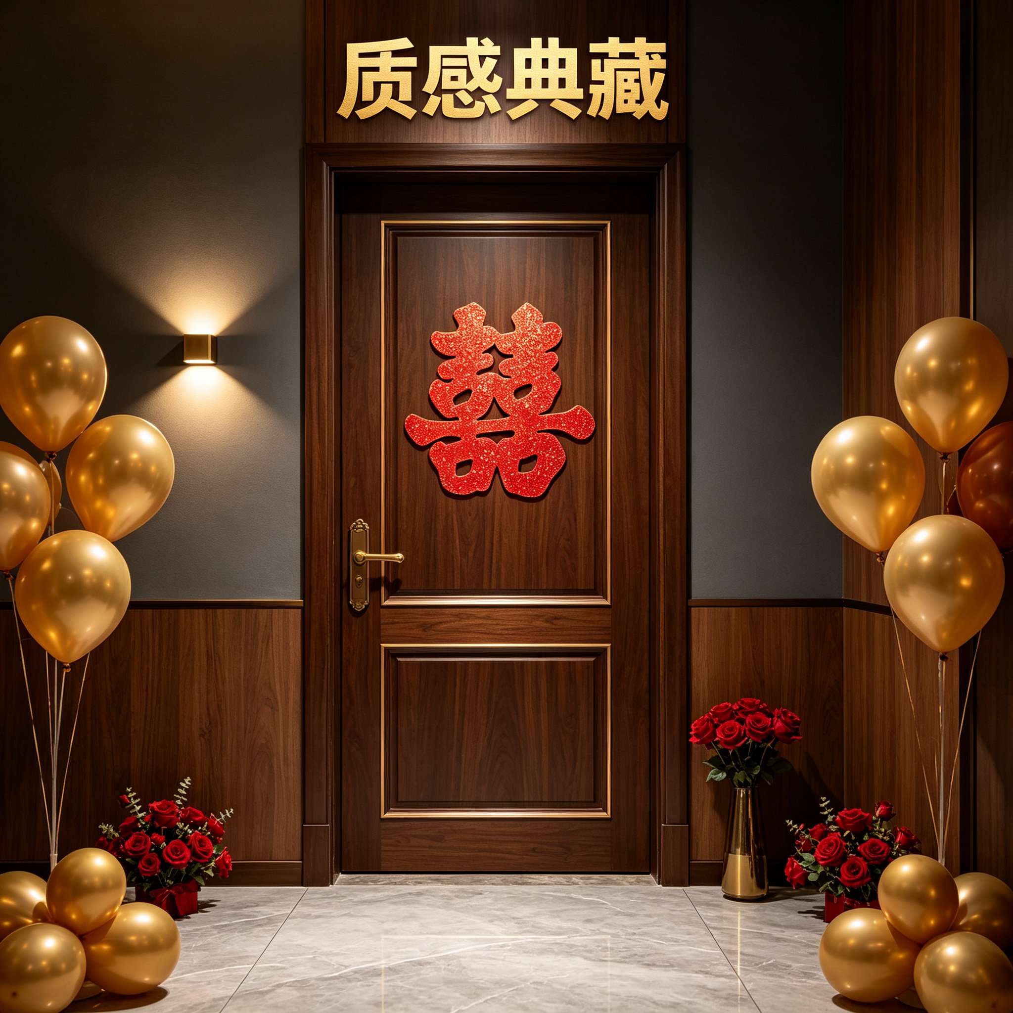 质感典藏金葱囍字贴结婚入户门窗玻璃贴婚房嫁娶高端婚庆送礼摆件