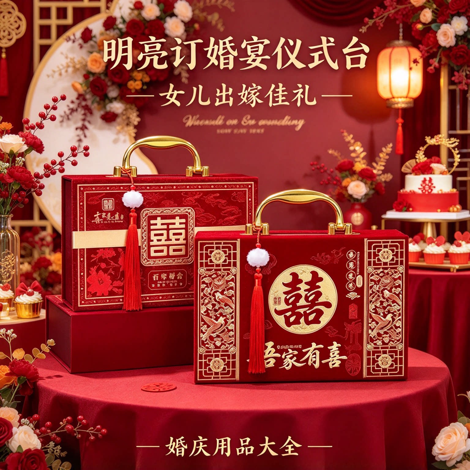 结婚彩礼箱礼金盒装二十万2026年新款一整套女儿出嫁佳礼用品大全