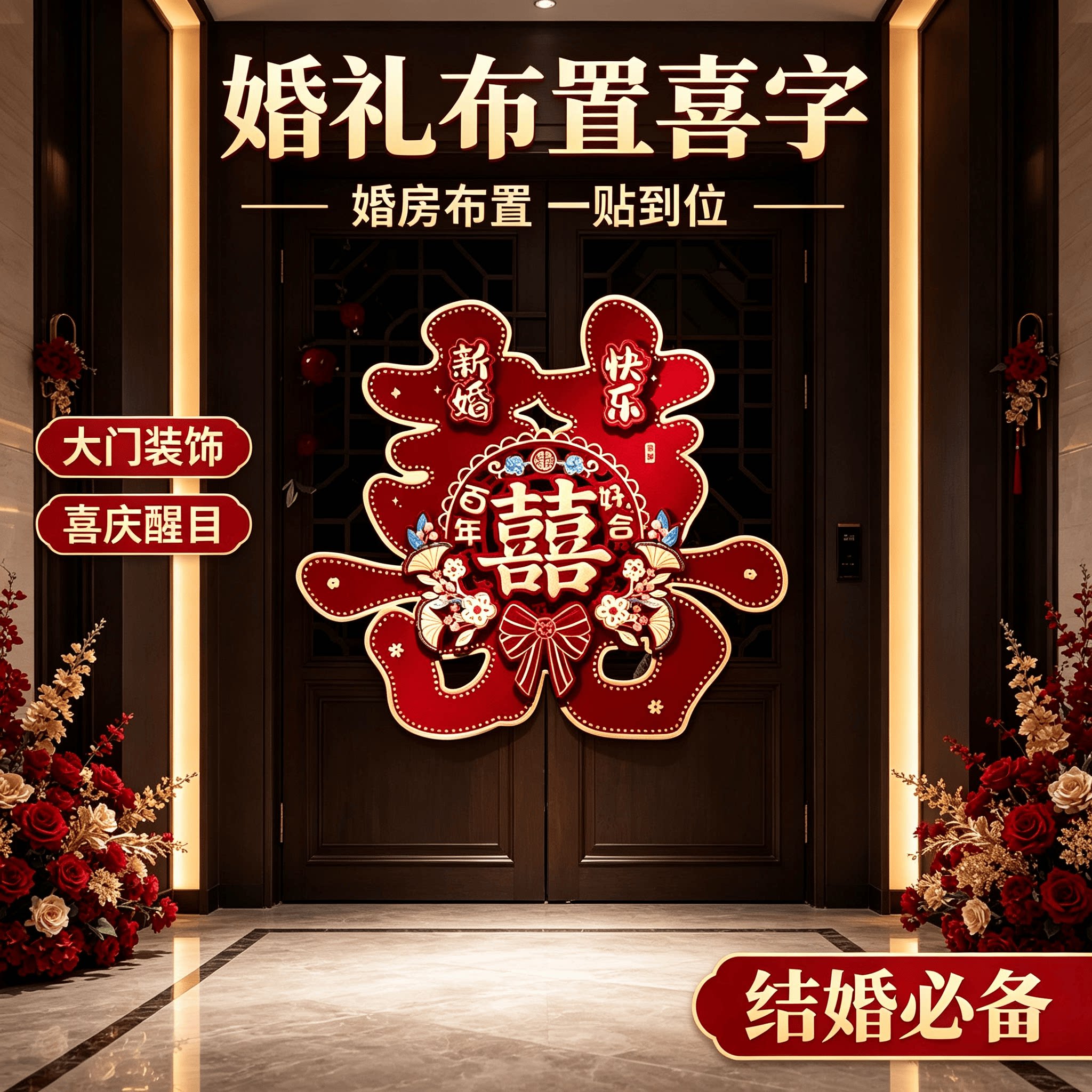 婚礼布置喜字结婚用品大全婚房