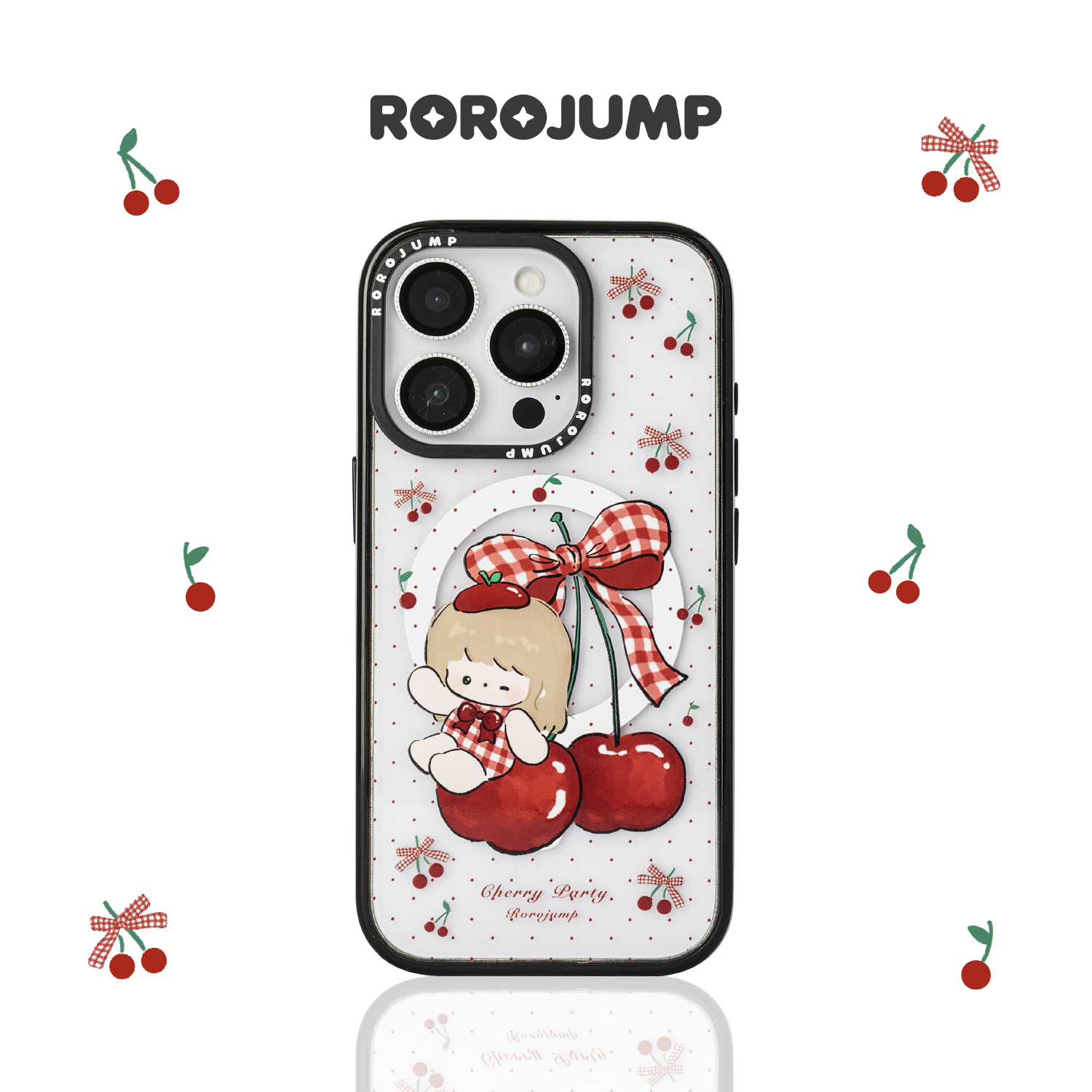 肉肉酱樱桃夏日系列磁吸手机壳适用iphone17promax苹果iphone16/15proUV彩绘光油工艺立体浮雕卡通手机保护套