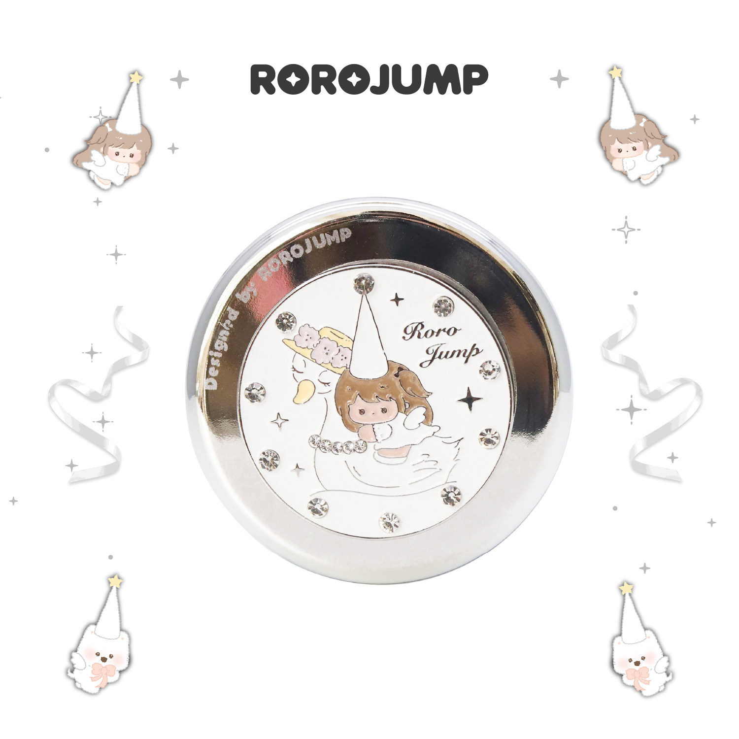 肉肉酱天鹅织梦磁吸手机支架原创新款镶钻仿珐琅支撑架苹果华为小米桌面办公追剧固定式自拍通用百搭装饰