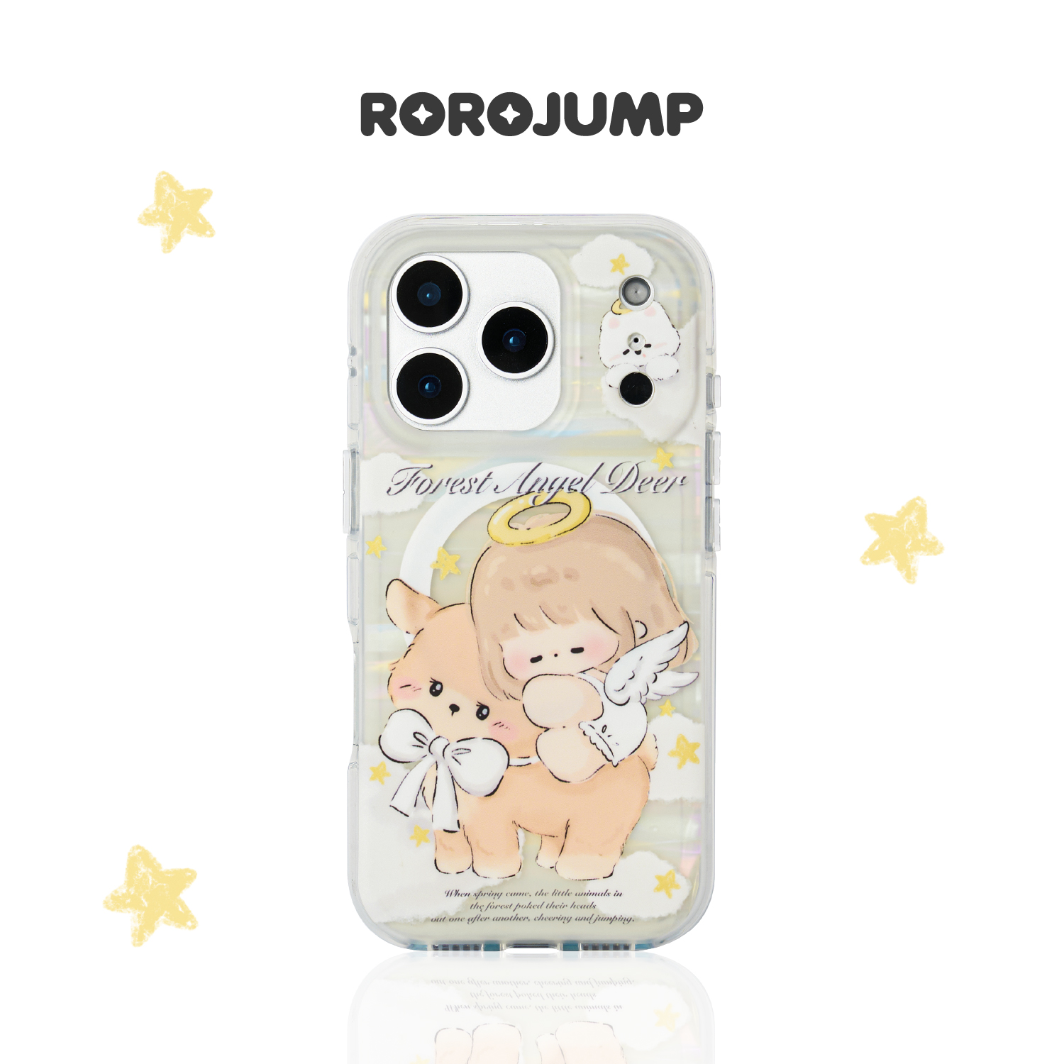 肉肉酱天使小鹿适用iPhone17promax磁吸手机壳苹果原创16pro极光彩色贝壳纹新款15磨砂imd卡通小众14pm保护套