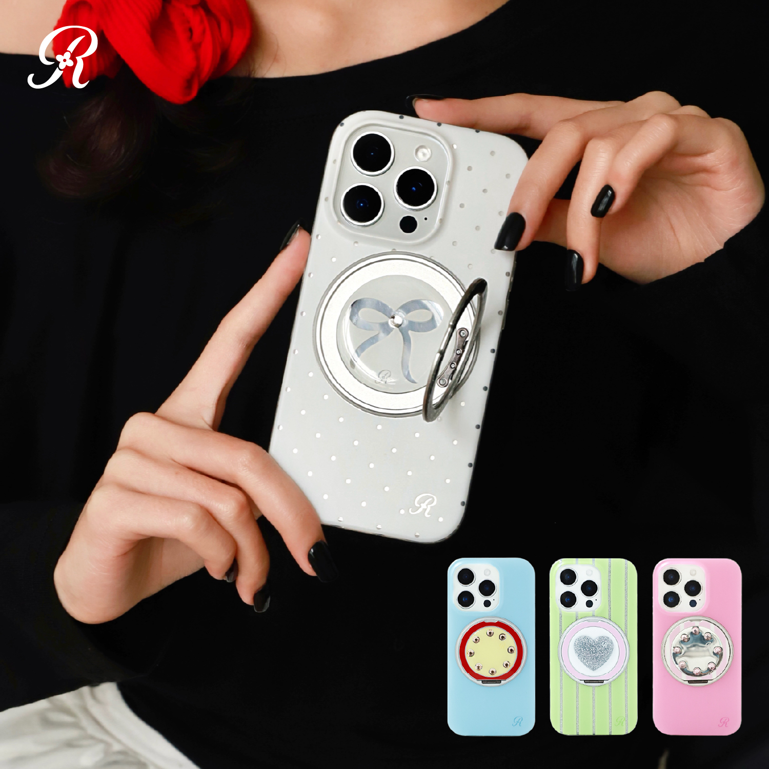 肉肉酱缤纷假日系列支点壳适用iPhone16ProMax手机壳苹果15一体支架华为mate60双层磨砂保护外壳新款防摔13