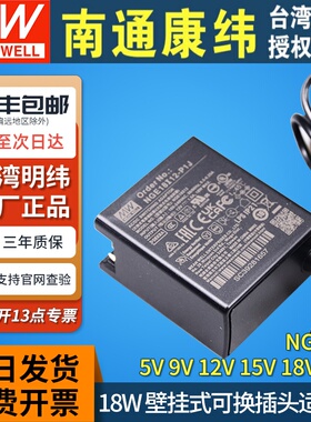 明纬电源适配器NGE12I/18I/30I/45I/65I/90I插墙式5/12/24/48-P1J