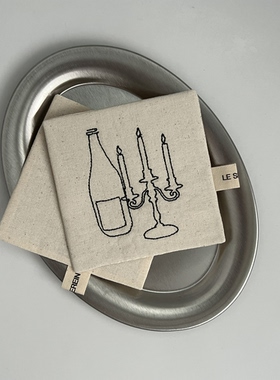 Le serein原创设计法式高级烛台刺绣全棉布艺杯垫茶垫装饰摆件