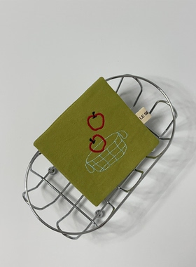 le serein原创设计高级感法式棉布艺苹果水果刺绣杯垫隔热垫茶席