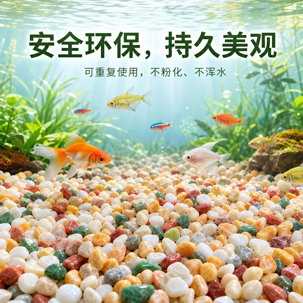 彩色石子鱼缸造景底砂装饰天然五彩石净化水质造景石子草缸石沙子