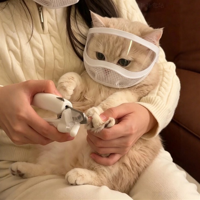 猫咪头套绝育防咬防舔神器剪指甲洗澡宠物嘴套猫用清洁面罩透气
