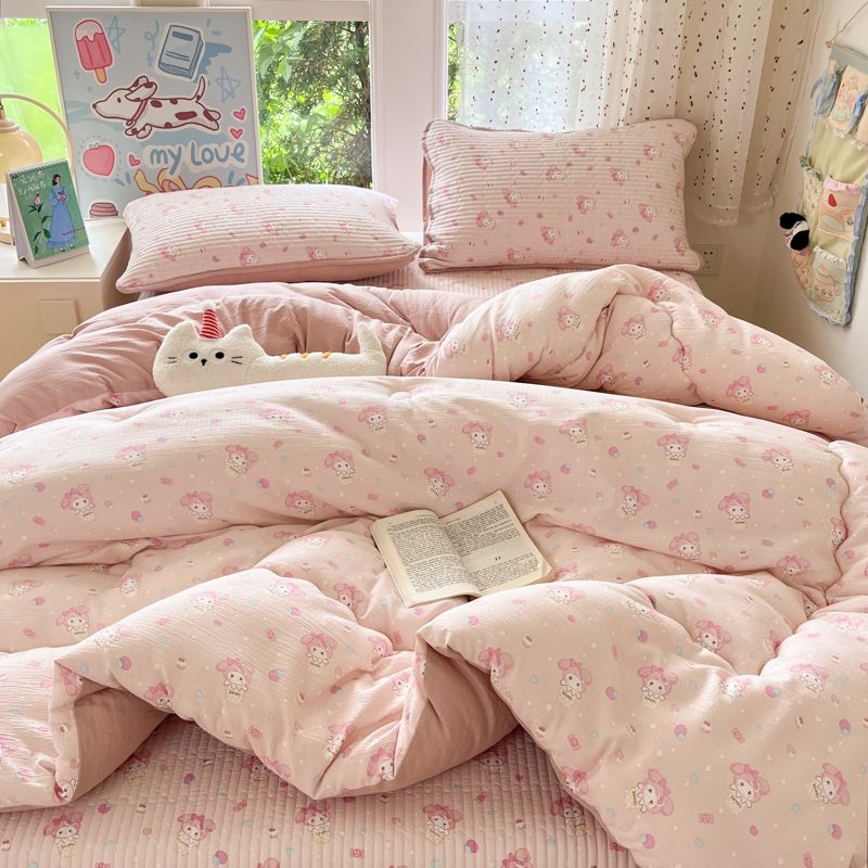 ins可爱少女心云感双层纱冬被四季通用被芯春秋被单人棉被厚被子