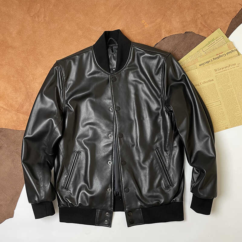真皮棒球服皮衣绵羊皮夹克