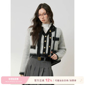 外套背心马甲两件套装 Kroche 羊驼绒小香风开衫 女知识分子