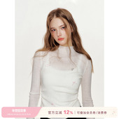 细腻羊毛 浪漫柔软法式 抽褶 Kroche 蝴蝶结高领羊毛长袖 上衣