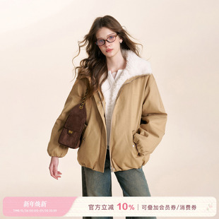 蓬松加厚羊羔毛大翻领宽松派克服保暖外套 高智巴恩 Kroche 25aw