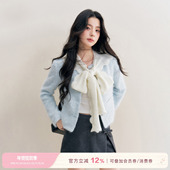 Kroche 小香风外套 圆领绒感肌理短款 绒化入冬 羊毛混纺