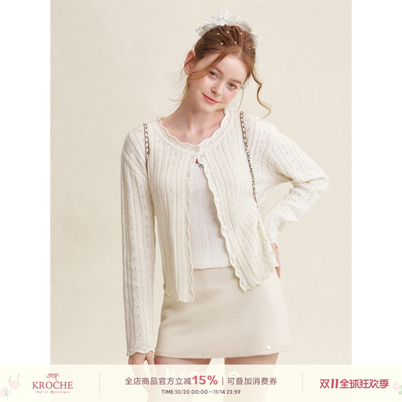 绞花宽松针织开衫早春上衣