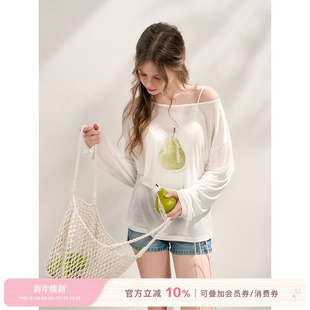Kroche 防晒罩衫 梨子气泡水 斜肩微透长袖 薄透天丝 姚晓棠同款