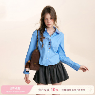 chic 花边拼接 全棉翻领长袖 Kroche 宽松衬衫 Geek 短款 25aw