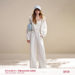 26ss 套装 玫瑰印花 卫衣外套阔腿抽绳休闲裤 连帽拉链短款 Kroche