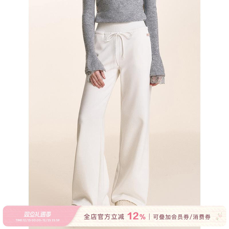 Kroche抽绳宽松高腰直筒休闲卫裤