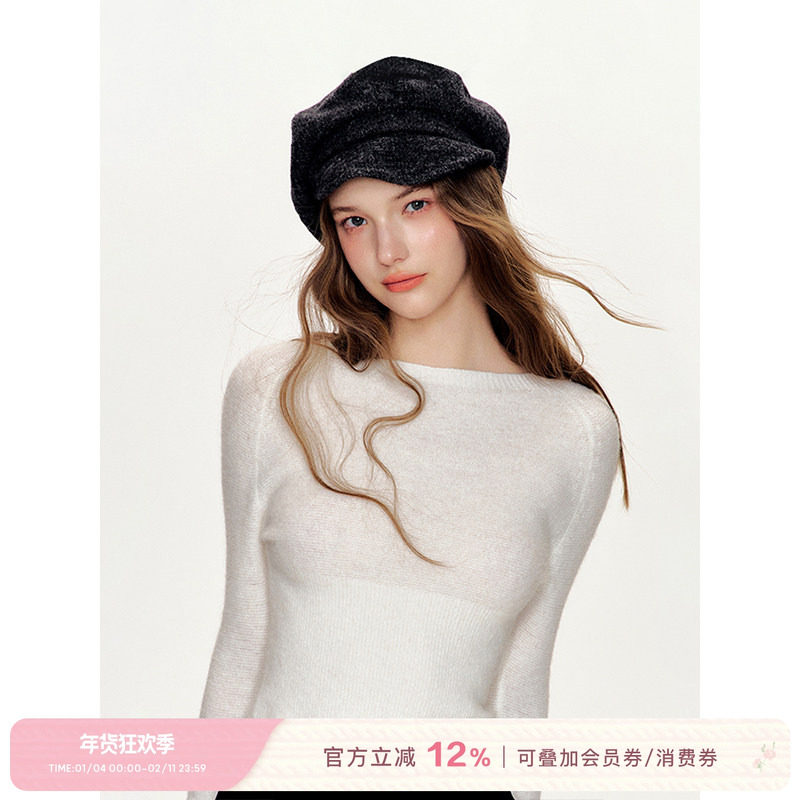 Kroche 触摸云端 一字领 慵懒舒适收腰套头羊毛长袖打底衫上衣,女装/女士精品,毛针织衫,淘宝优惠券,粉丝福利购,淘宝优惠卷