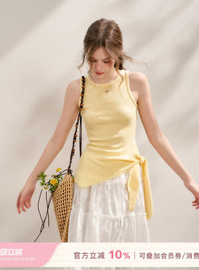 Kroche  Color atmosphere 不规则下摆设计 系带打结针织背心