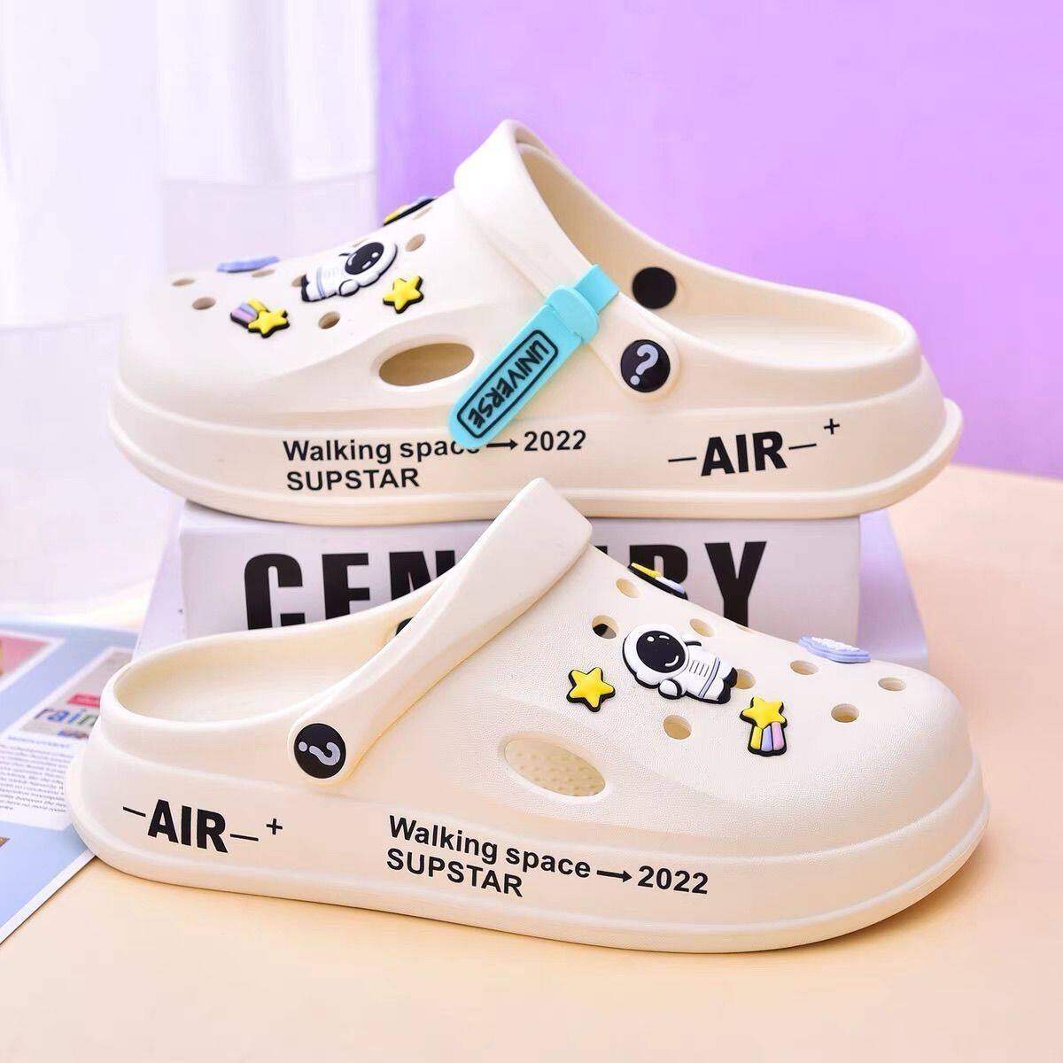 回力软底厚底韩版包头防滑休闲沙滩洞洞亲子脚蹬居家新款情侣拖鞋