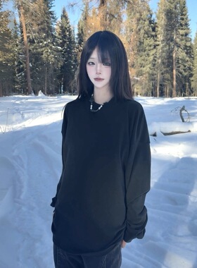 ZCNT逅来者欧美高街美式长袖纯色打底衫层次感上衣