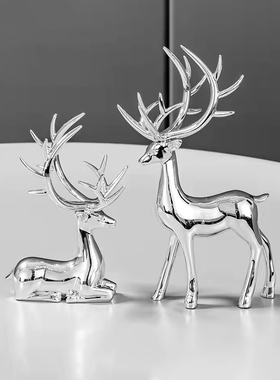 现代轻奢招财鹿摆件创意玄关书柜客厅酒柜装饰品乔迁新居礼物高档