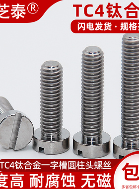 TC4钛合金螺丝Gr5一字槽圆柱头螺钉M2.5M3M4M5M6圆头一字螺栓开槽