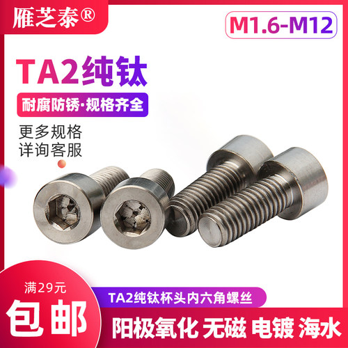 纯钛内六角圆柱头螺丝钉