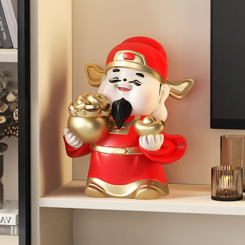 财神爷摆件家用客厅玄关酒柜家居装饰品店铺前台摆设开业乔迁礼物