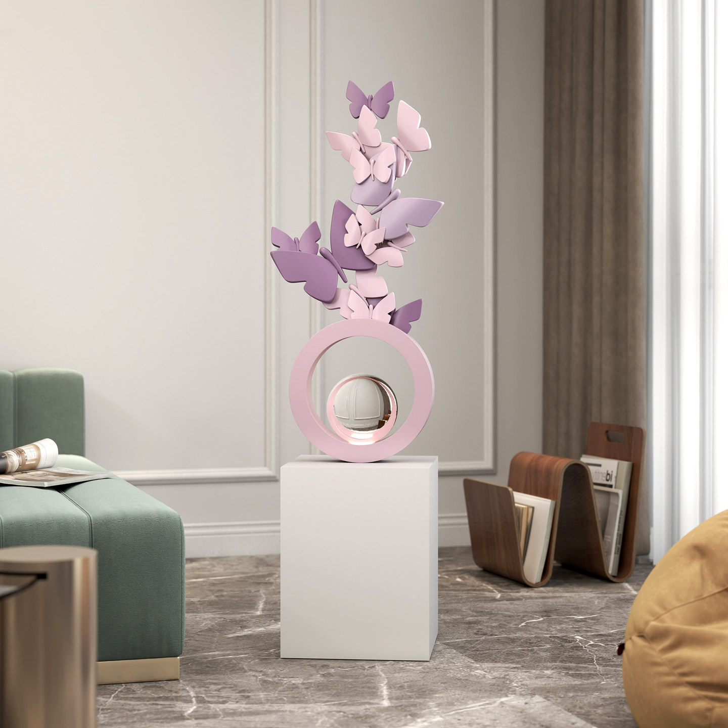 现代简约蝴蝶大型落地摆件客厅沙发旁电视柜家居装饰品乔迁礼物,家居饰品,装饰摆件,淘宝优惠券,粉丝福利购,淘宝优惠卷