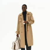 ATRY中长款 风衣外套男美式 复古英伦风休闲翻领卡其色双排扣大衣女