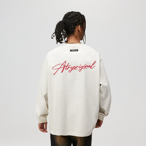 ATRY美式刺绣长袖t恤男打底上衣