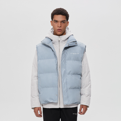 字母标语真两件2.0马甲连帽棉服