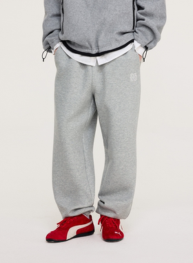 ATRY空气层束脚裤秋冬季2025新款宽松百搭简约休闲刺绣橡筋头长裤