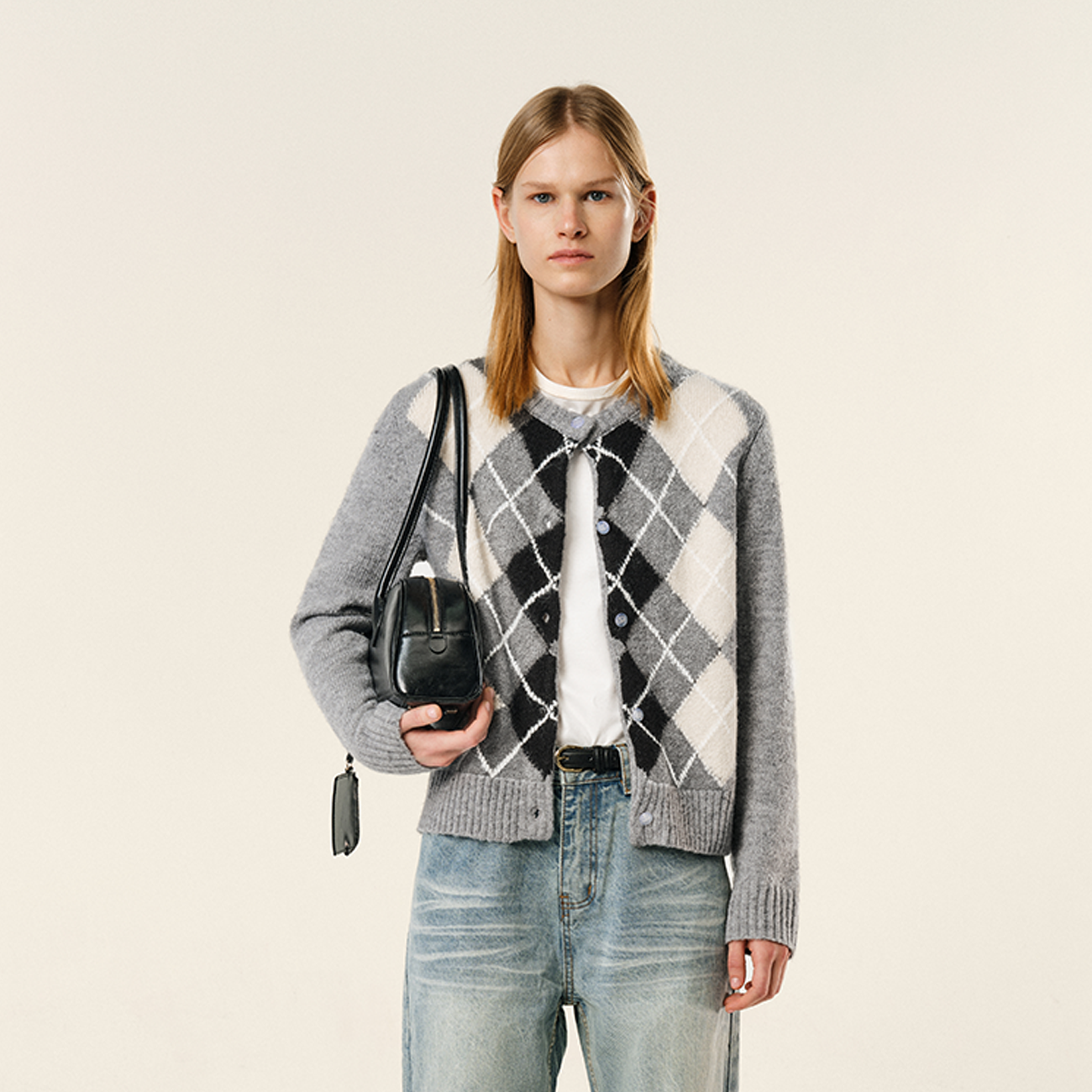 ATRY菱格开衫毛衣外套