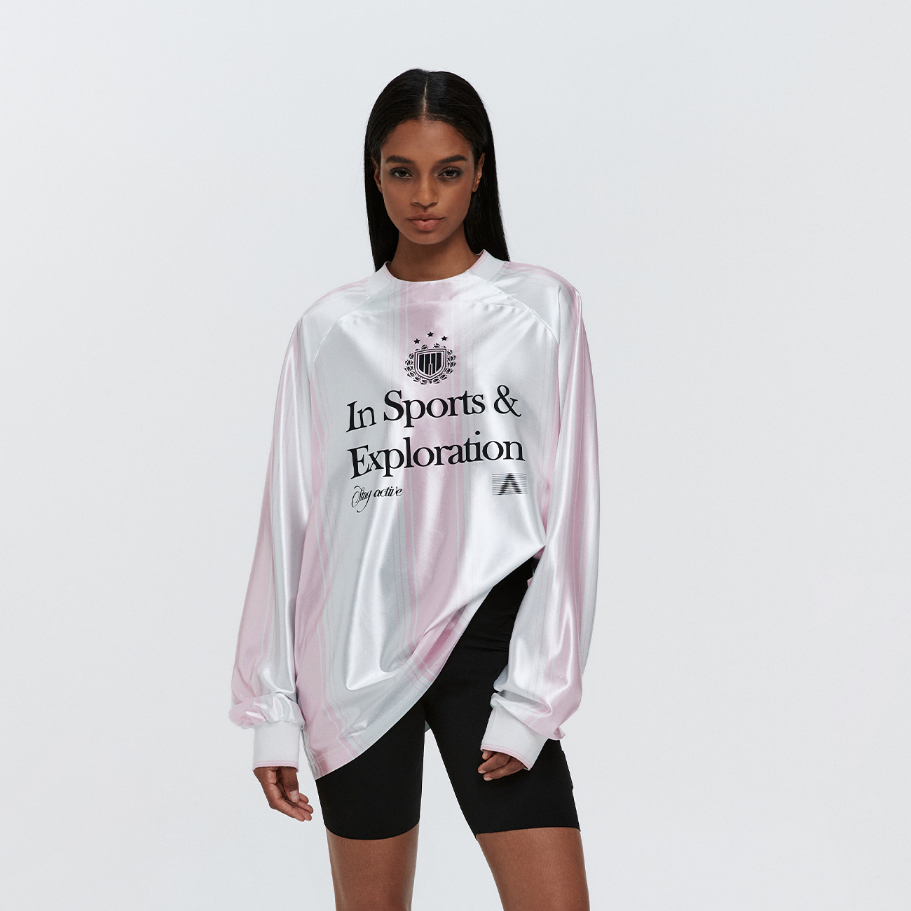 字母排版运动长袖T恤运动上衣