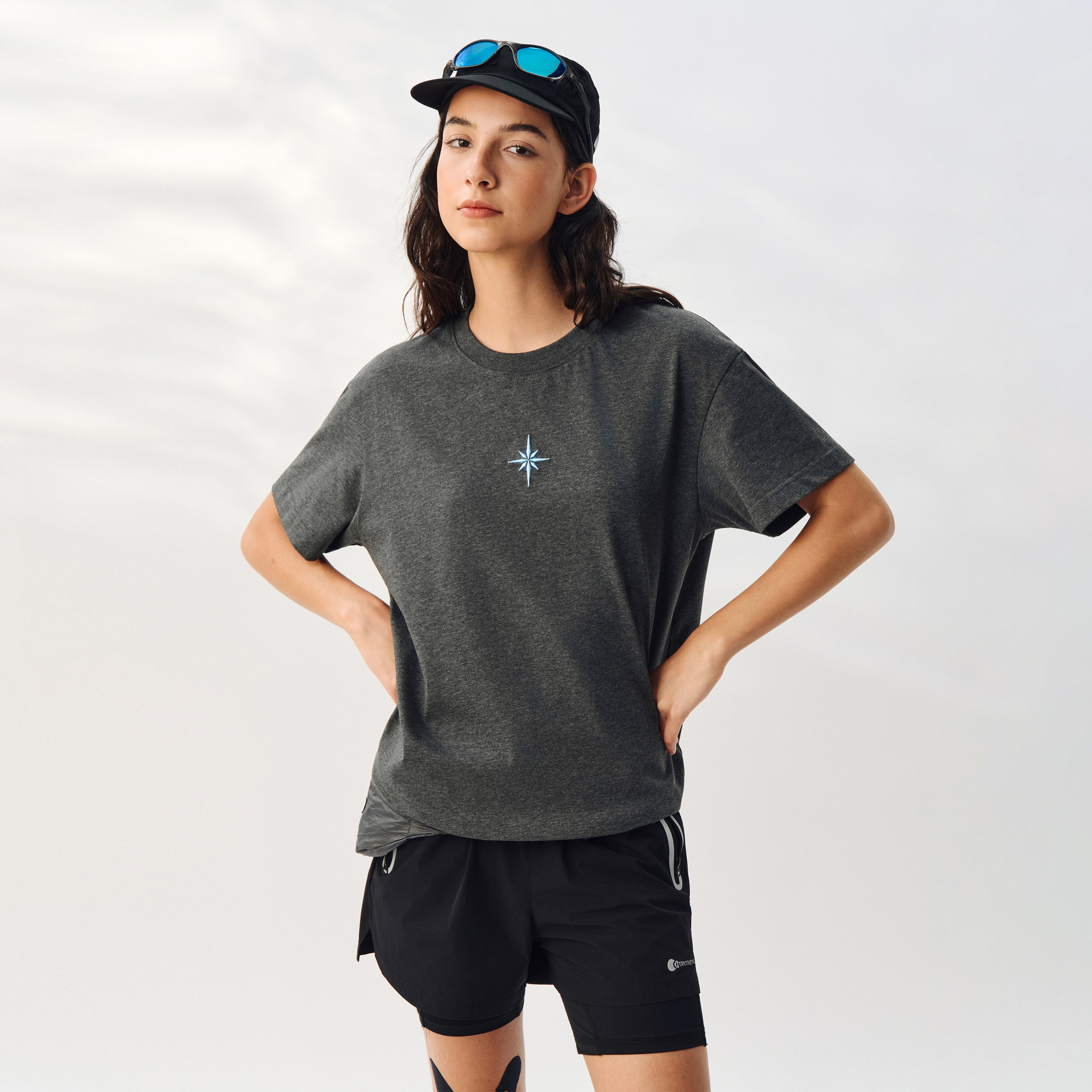 ATRY北极星刺绣短袖男夏季新款 设计感撞色宽松运动休闲上衣T恤女