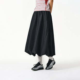 ATRY蓬松花苞半身裙女士春季新款廓形裁剪立体简约休闲伞裙中长裙