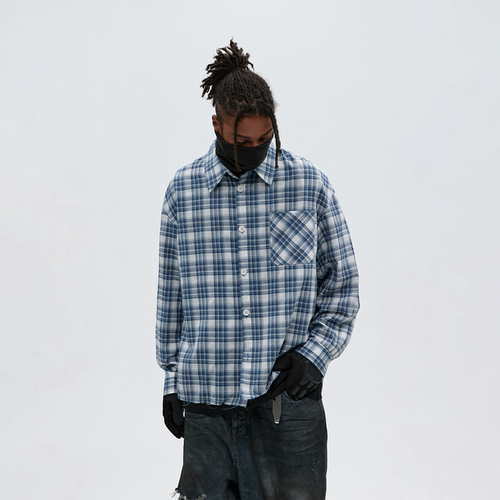 微结构泡泡纱毛边衬衫