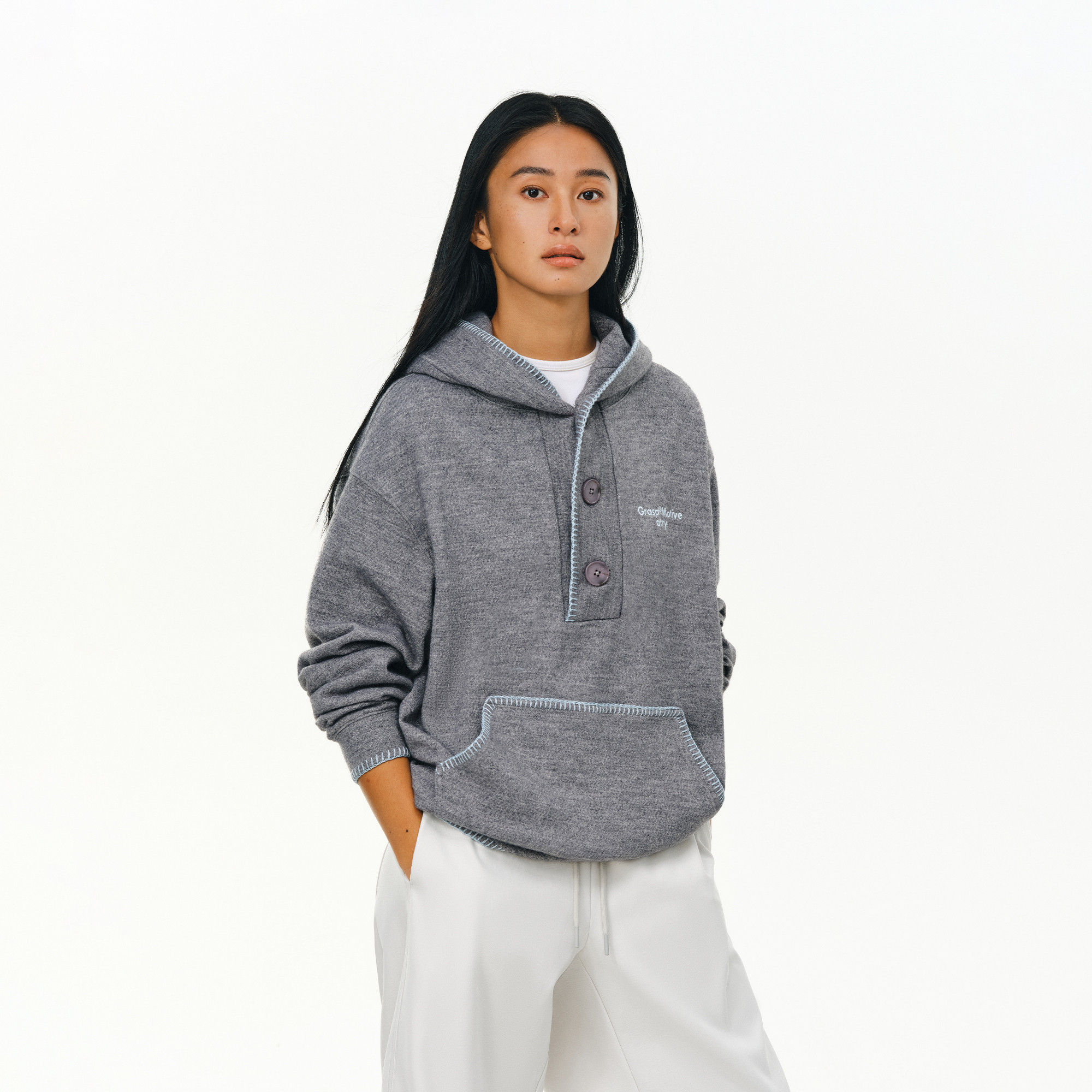 ATRY情侣连帽卫衣女春秋款国潮牌美式休闲宽松复古重磅撞色帽衫男